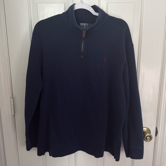 Polo by Ralph Lauren Navy Ribbed Jacket, 3/4 Zip Wear as a Shirt or Jacket - Picture 1 of 11